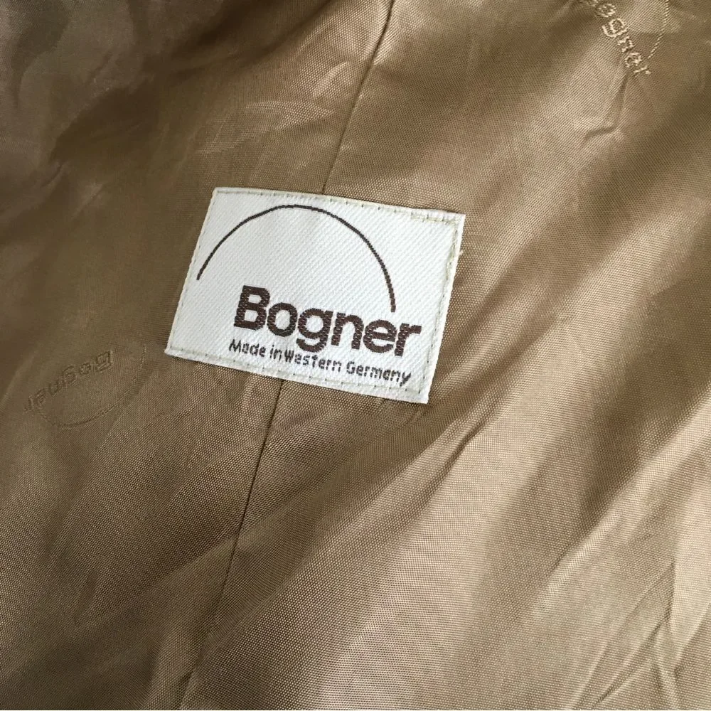 Bogner Men's Double Breasted Notch Lapel Collar Pea Coat Jacket Camel Brown  S